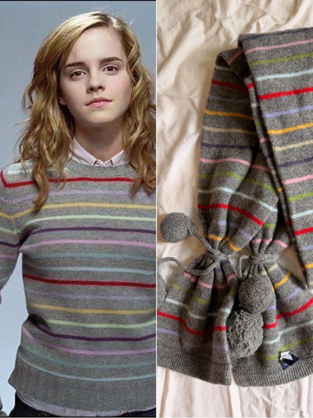 ASO Harry Potter (Hermione) Vintage Grey Gap Striped Scarf